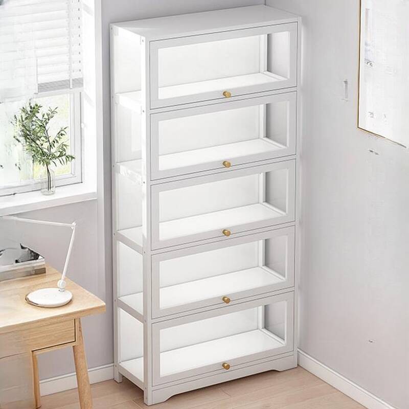 White Trendy Wood Standard Accent Cabinet with Multiple Cabinets and Shelves, Double Doors