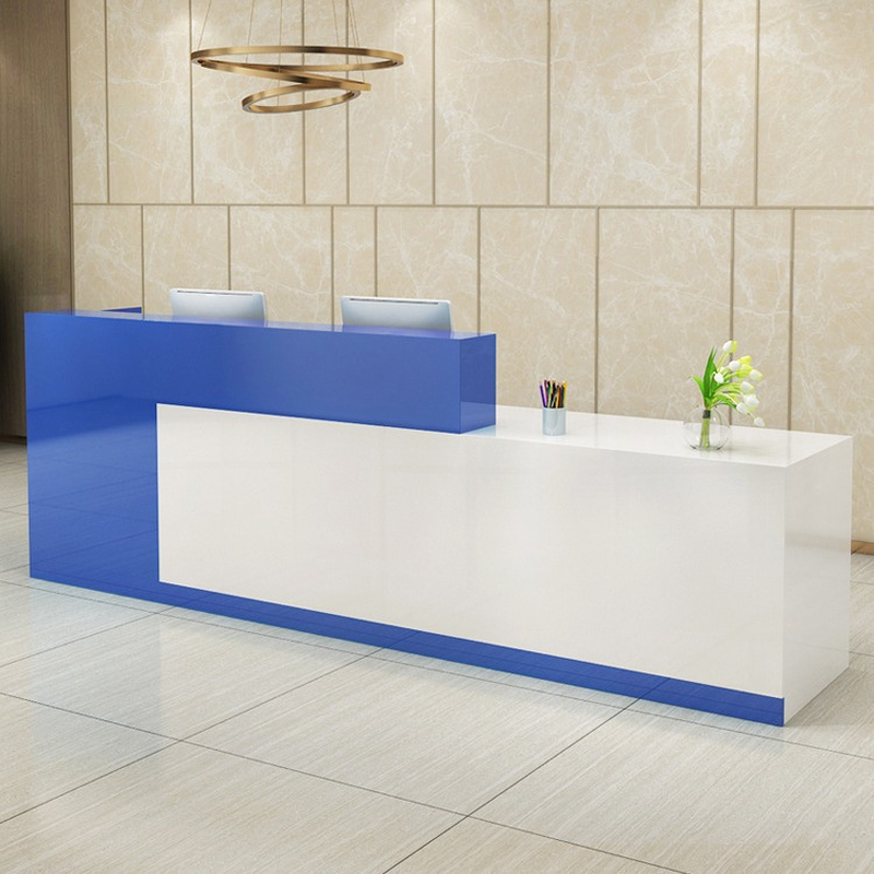Rectangular Reception Desk with Hutch, Keyboard Tray, Manufactured Wood Top, and 2 Drawer Pedestals