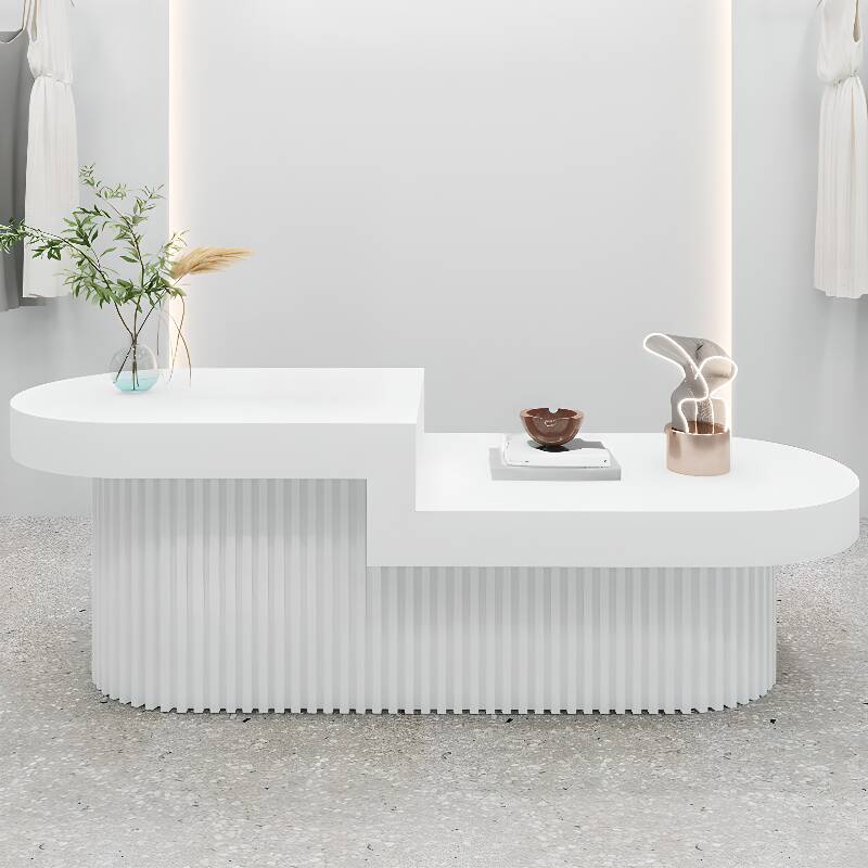 Casual Chalk Oblong Manufactured Wood Top Reception Desk, Exterior Shelf Included