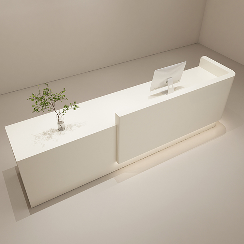 Rectangle Reception Desk with a Manufactured Wood Top, Keyboard Tray, Closet and Filing Cabinet