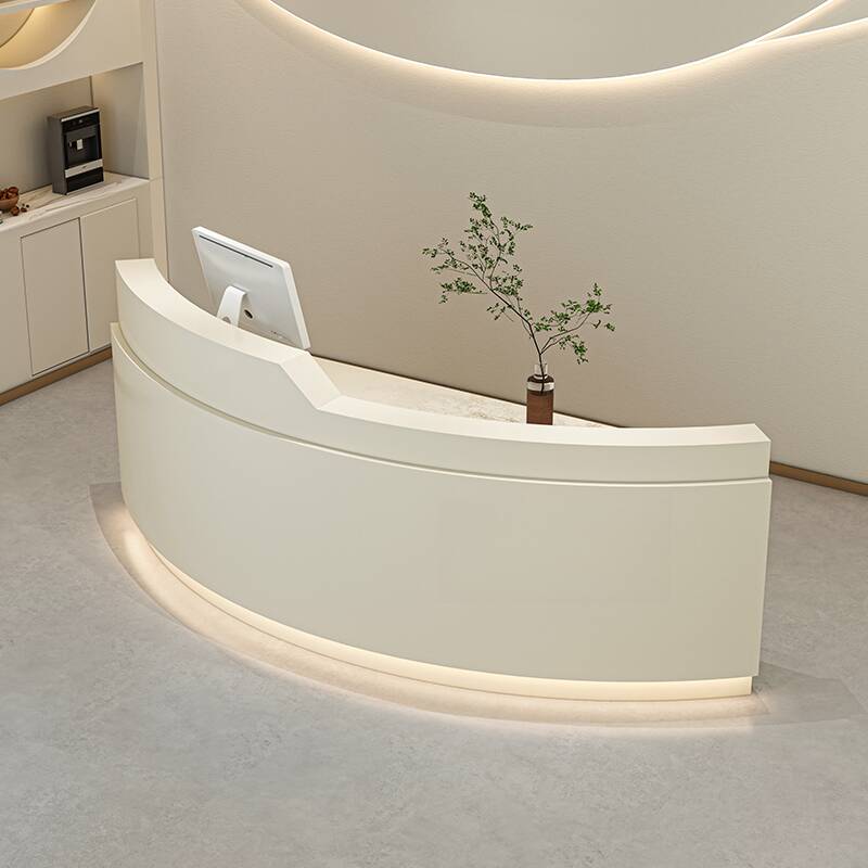 Manufactured Wood Top Rectangle Reception Desk with Cabinet, Keyboard Tray, and Drawer Pedestal