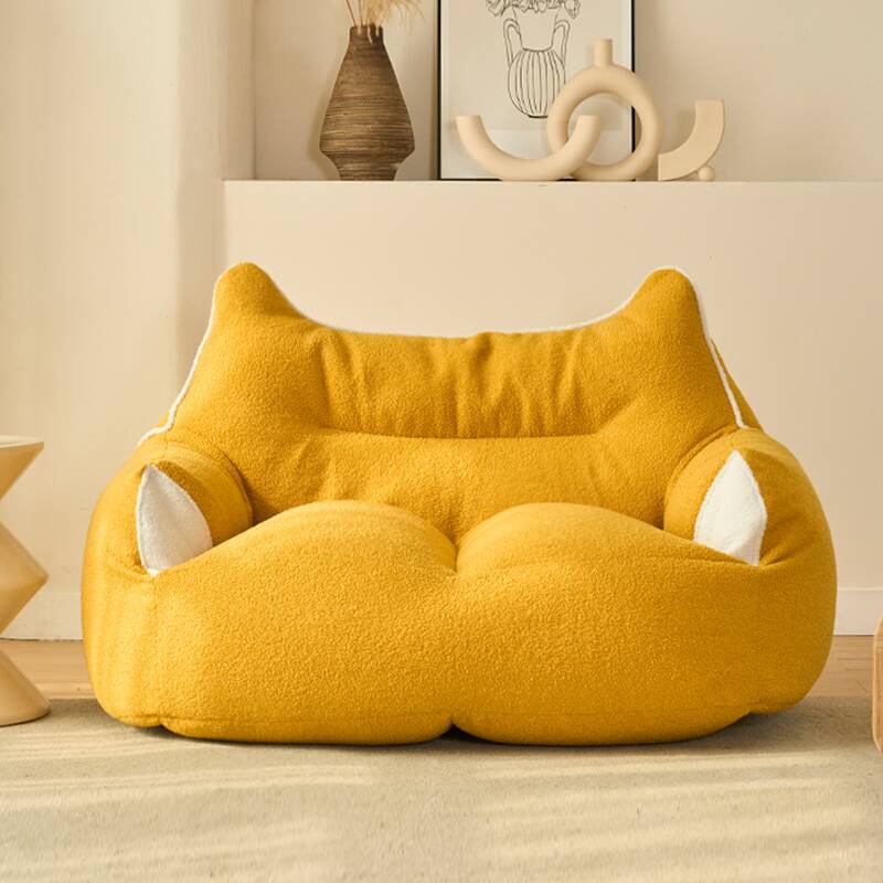 Pre-Filled Bean Bag Chair White/Gray/Carnation Mohair Bag Sofa/Beanie Chair Seats 2/Seats 1 with Removable Cover, Fill Included