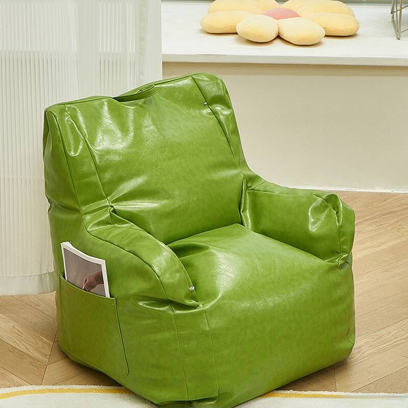 Black/Mauve Colour/Olive Green Faux Leather Pre-Filled Bean Chair Seats 1 with Removable Cover, Bean Bag Chair, Fill Included