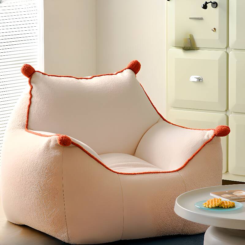 Solid Colour White Bean Bag Lounger for One with Fill Included