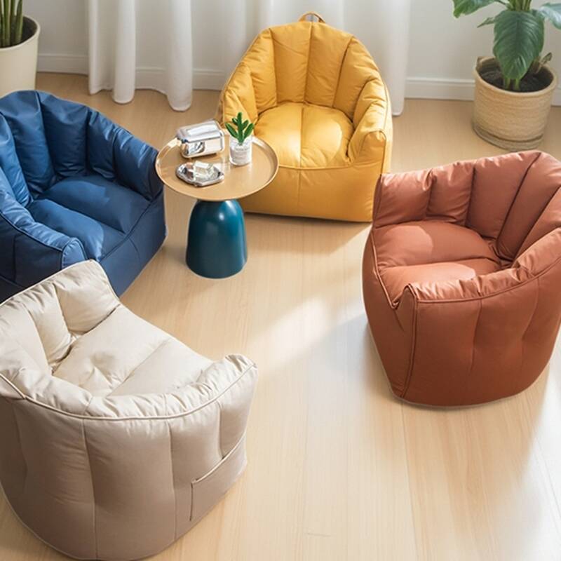 Expanded Polypropylene Beans Pre-Filled Solid Colour White/Cerulean/Cocoa Synthetic Material Bean Bag Chair for Seats 1, Bean Bag Chair