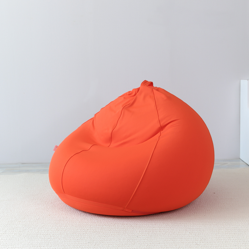 Amber Colour/Gray Solid Colour 100% Cotton Bean Chair with Pre-Filled Bean Bag Chair and Removable Cover, Fill Included