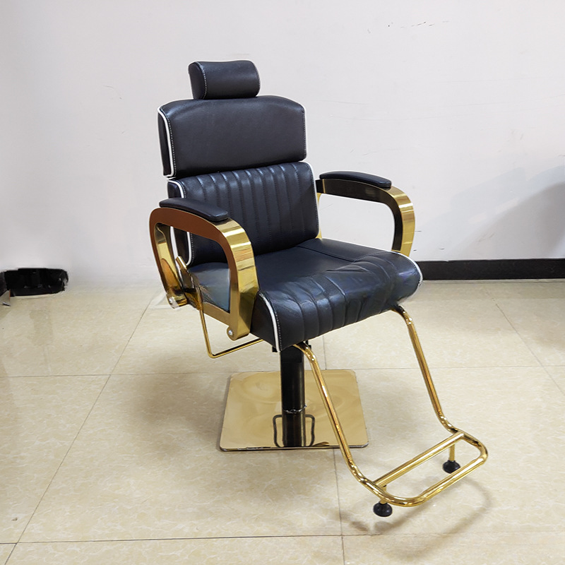 Square Solid Colour Barber Chair with Enclosed Back, Stainless Alloy Frame, and Swivel Foot Pedestal