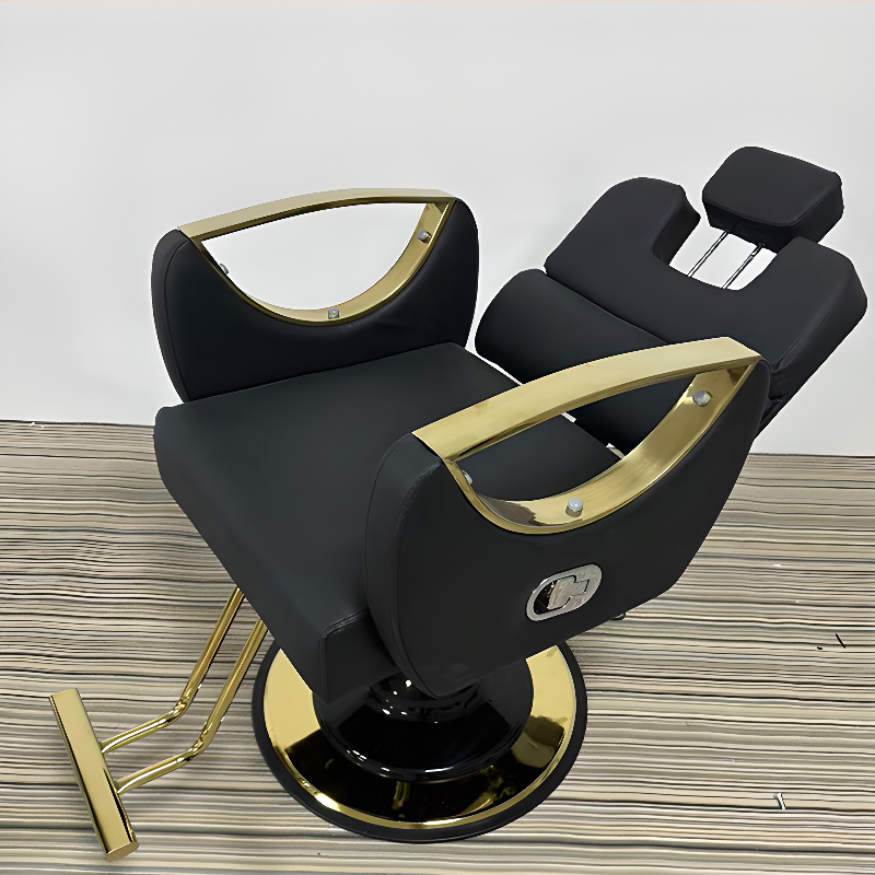 Square Tear Resistant Reclining Barber Chair with Armrest and Hand-push Button