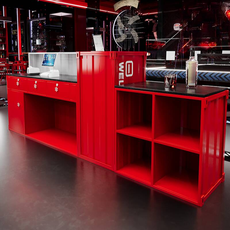 L-Shape Manufactured Wood Top Reception Desk with Hutch, Locker, Desk Return and Filing Cabinet