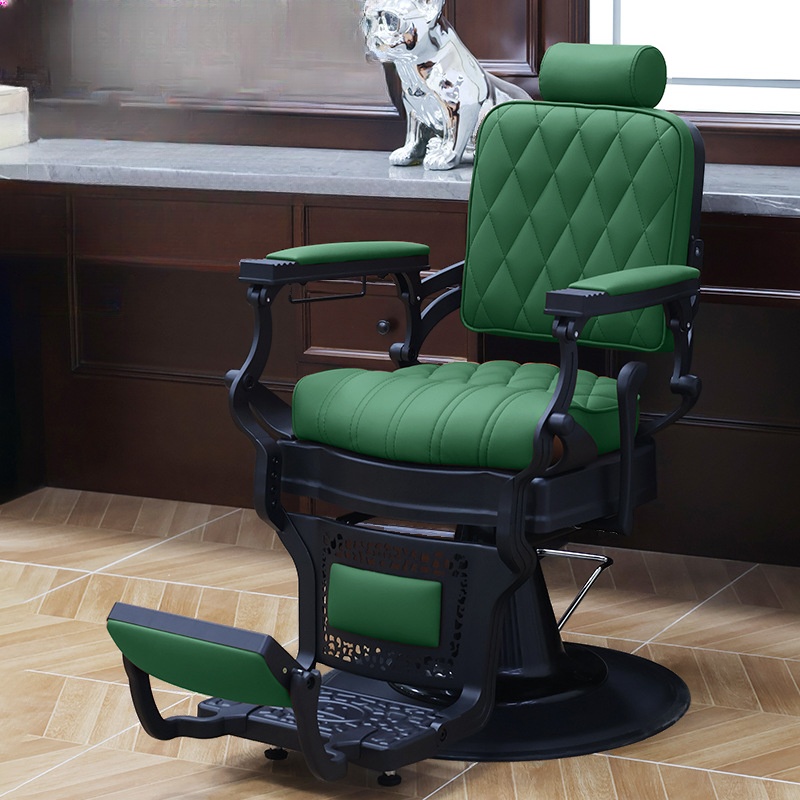 L-Shape Alloy Frame Solid Colour Reclining Barber Chair with Closed Back and Foot Prop