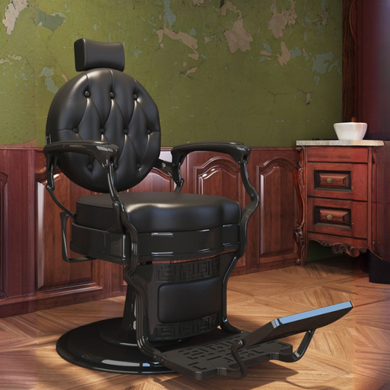 Circular-shaped Stain Resistant Swivel Barber Chair with Airy Back