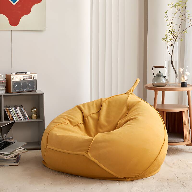 Solid Colour Ultrasuede Beanbag Chair in Carnation/Emerald Green/Tan, Seats 1, Pre-Filled with Removable Cover