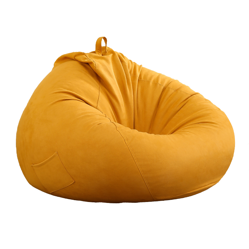 Solid Colour Flannel Beanbag Chair in Dark Gray, Green, Tan with Removable Cover and Pre-Filled Options