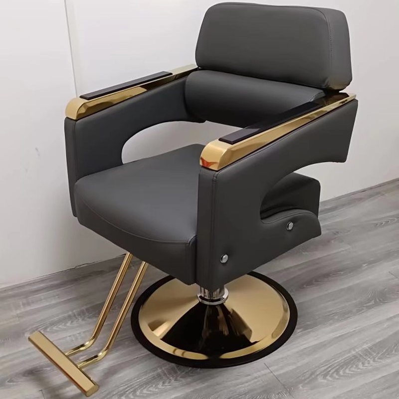 L-Shape Metal Frame Height Adaptable Barber Chair with Foot Pedestal, Manual Recline Adaptable Backrest Included/Not Included