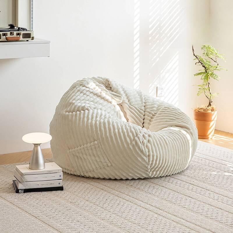 Solid Colour Bean Bag Set in Flannel Gray/White/Carnation for 1 with Fill Included and Removable Cover