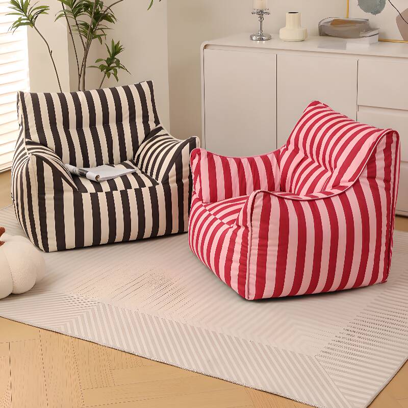 Striped Midnight Black/Dark Blue Synthetic Sack Chair/Bean Bag Sofa