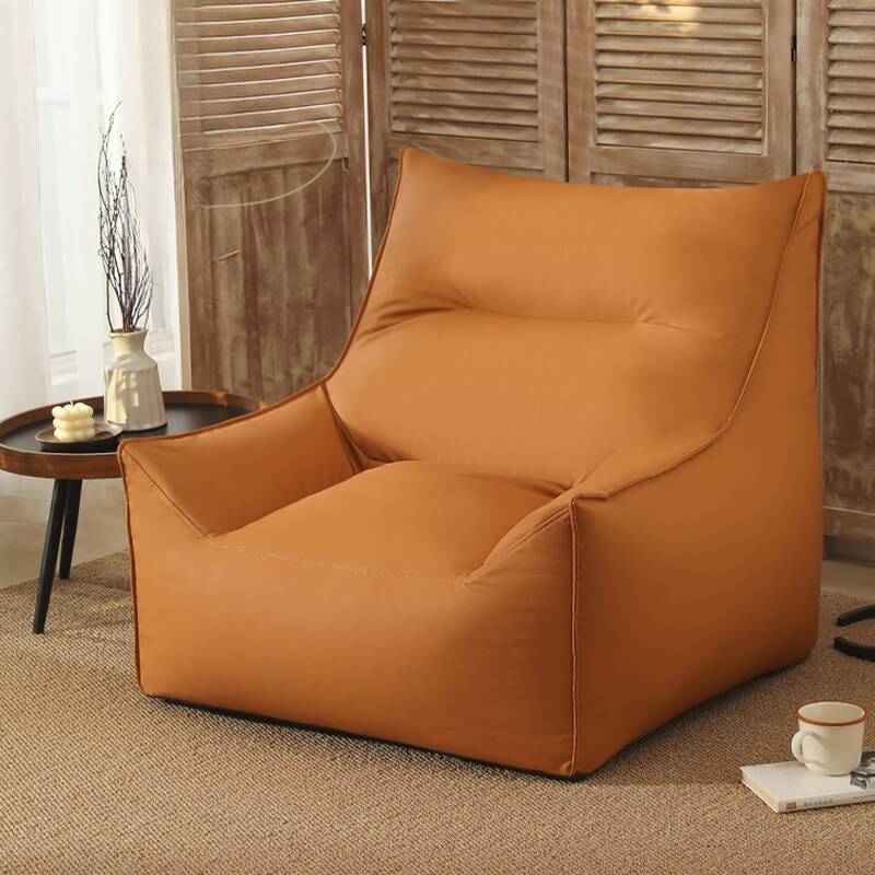 Expanded Polystyrene Beans Pre-Filled Gray/Apricot Colour/Rose Faux Leather Solid Colour Bag Couch for Seats 1 with Bean Bag Chair
