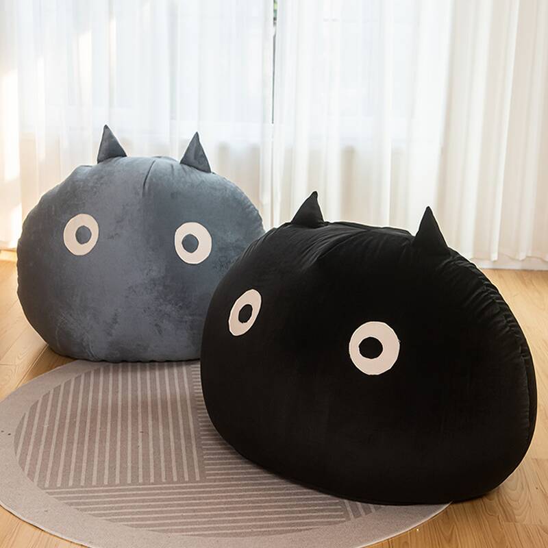 Fill Included Solid Colour Sack Chair Cotton Blend Gray/Midnight Black Bean Bag Chair Pre-Filled with Removable Cover