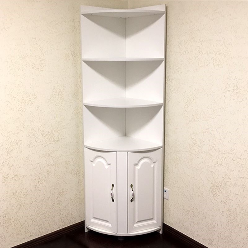 White Finished Wood Edge Accent Cabinet With Accessible Storage and 1 Cabinet