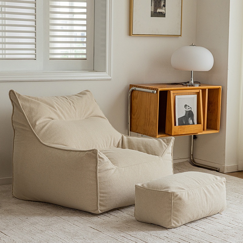 Solid Colour Gray/Tan/Ivory Flannel Bean Bag Set with Fill Included for One