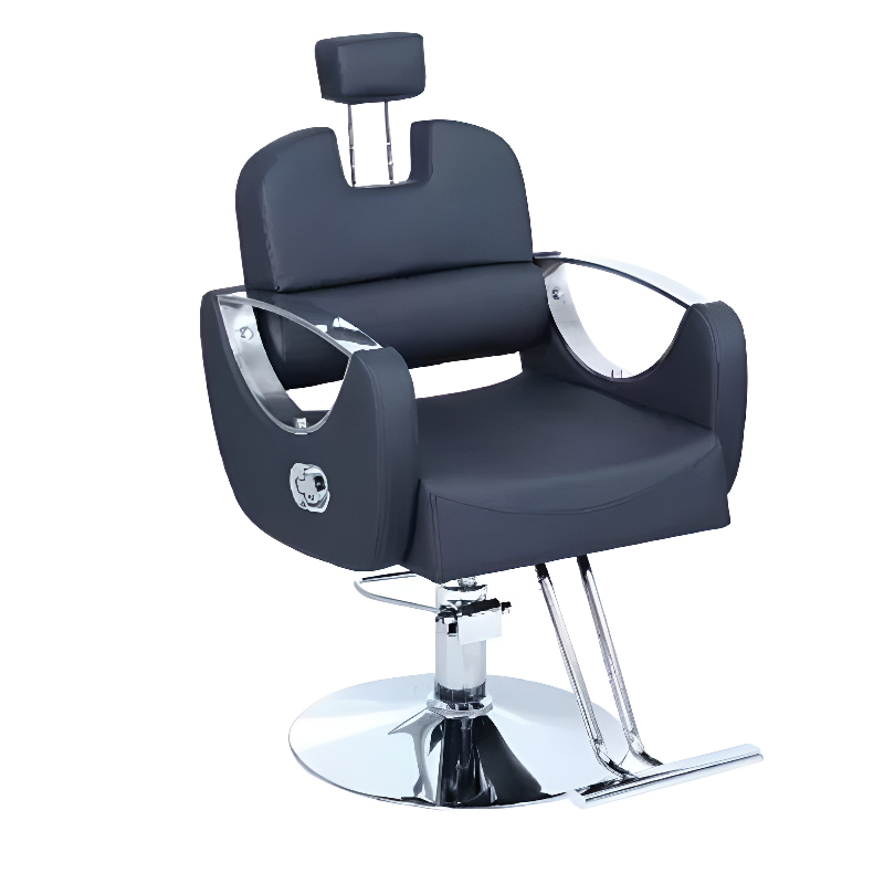 Pale Grey/Oatmeal Cushioned Back Scratch-proof Swivel Barber Chair
