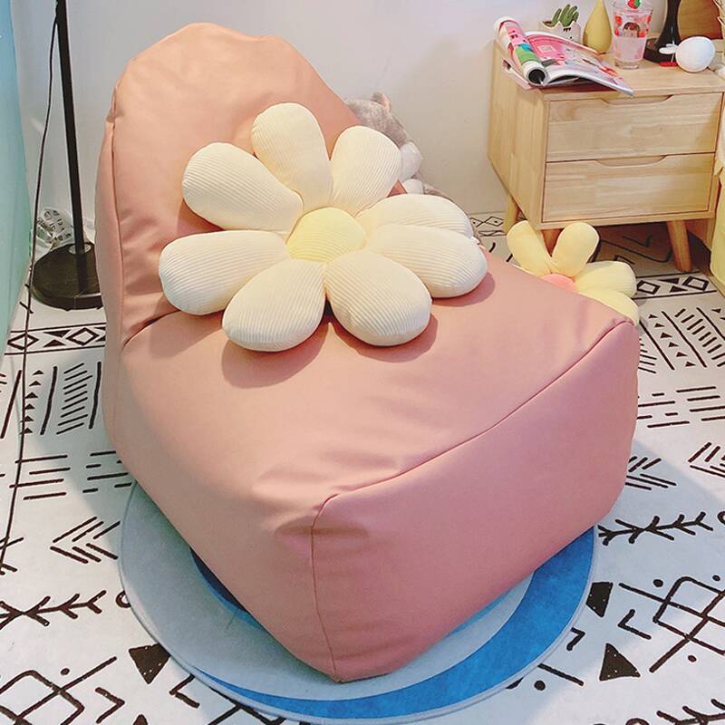 Solid Colour White/Lime Green/Orange Beanie Chair, Seats 1, with Fill Included