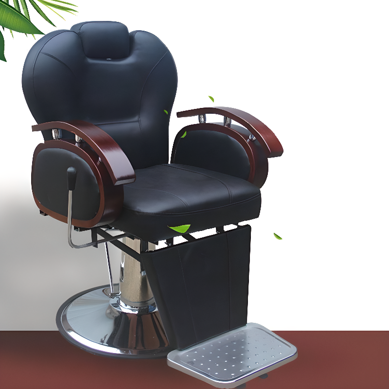 Grey/Red/Sepia Cushioned Back Scratch-proof Swivel Barber Chair