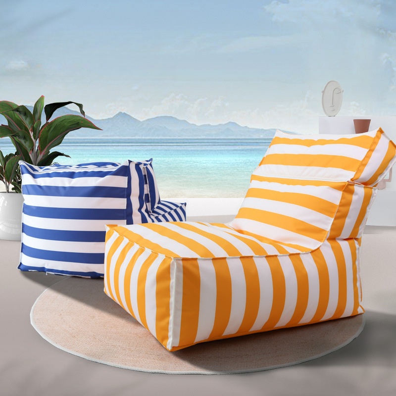 Striped Beanie Chair with Synthetic Fabric Upholstery in Multiple Colours