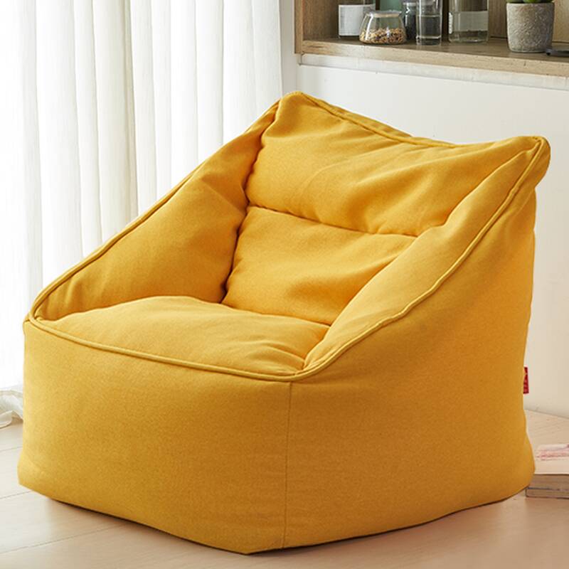 Solid Colour Cotton Blend Bean Bag Set in Gray/Peony/Yellow with Removable Cover and Fill Included for Single Seating