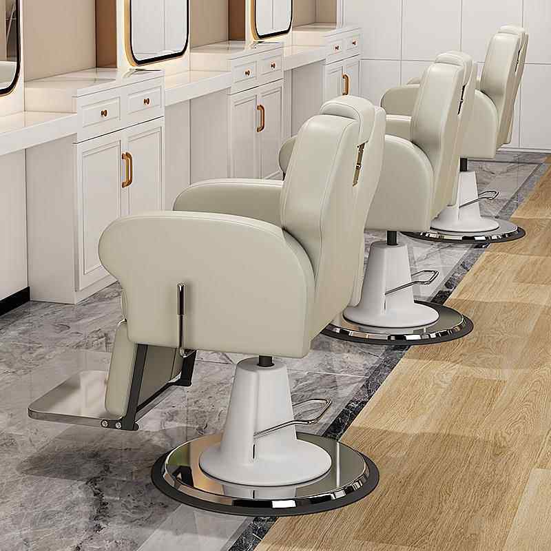 Stain Resistant Barber Chair Variable-sized with Solid Back & Alloy Base & Manual - Handle/Lever & Foot Stand