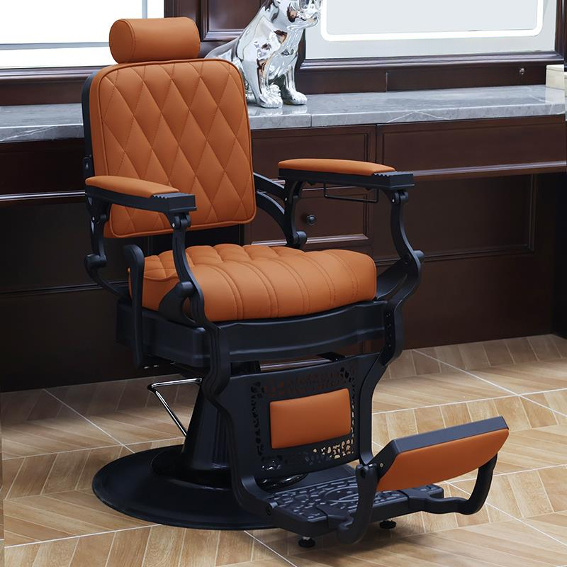 Turned Grid Barber Chair Tangerine Colour/Green/Brown Scratch-immune with Padded Back & Adaptable Backrest