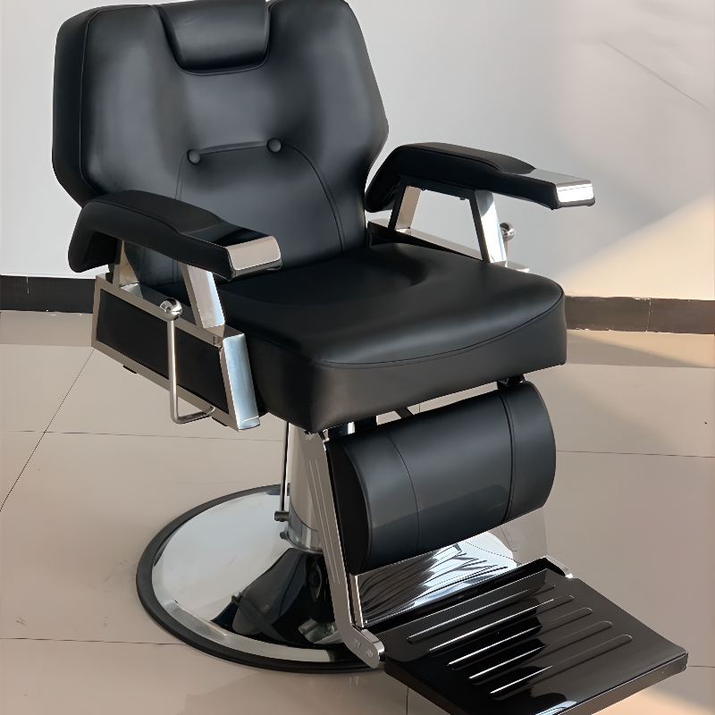Tear Resistant Reclining Barber Chair with Exposed Back & Arm Feature