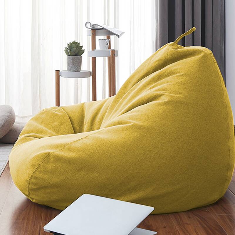 Pre-Filled Gray/Azure/Cocoa Portable Solid Colour Bean Bag Set with Pillow and Removable Cover, Fill Included