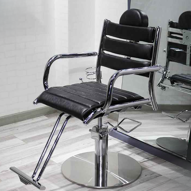 Scratch-proofed Swivel Push Back Barber Chair with Stockroom and Open Back