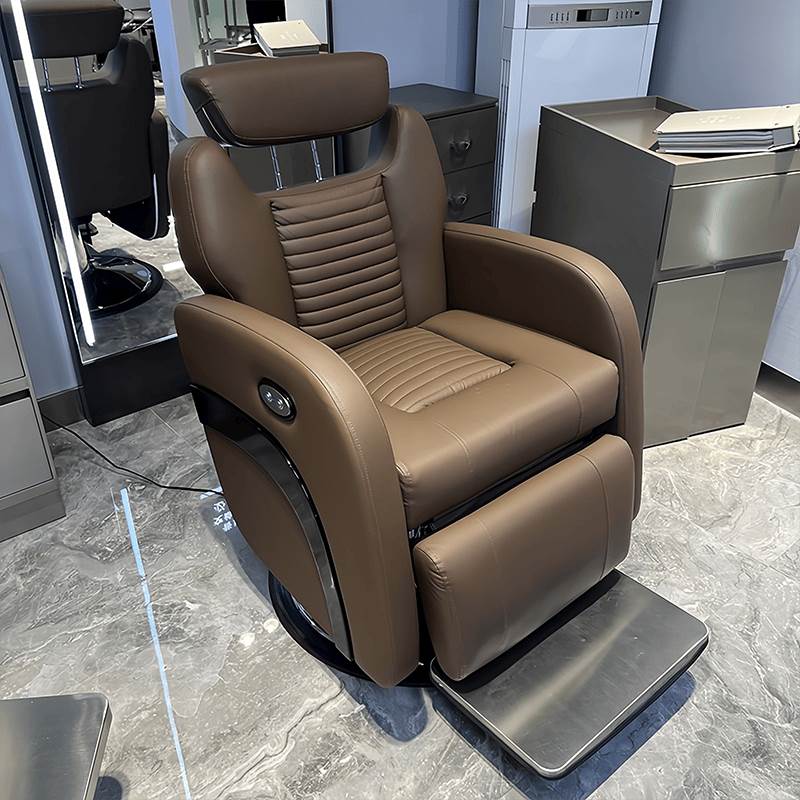 Plug-In Alloy Frame Solid Colour Changeable Power Recline Barber Chair with Closed Back and Foot Rest