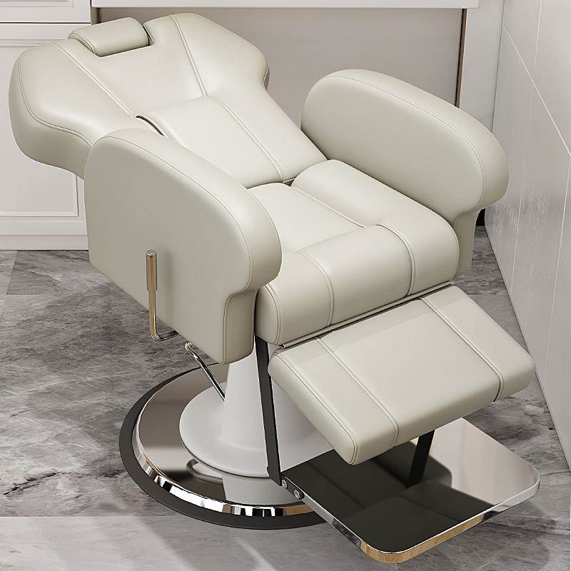 Solid Colour Barber Chair with USB Port, Imperforate Back, Stainless Alloy Frame, Manual Recline, and Adaptable Features