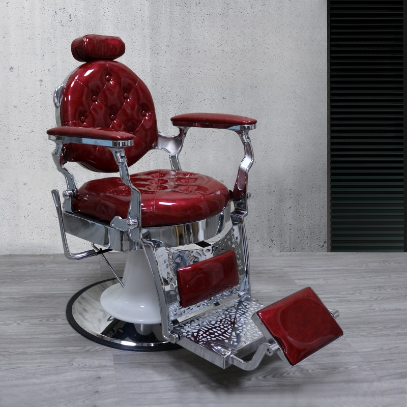 Metal Frame Circular-shaped/Square Solid Colour Alterable Barber Chair with Foot Stand, Manual Recline