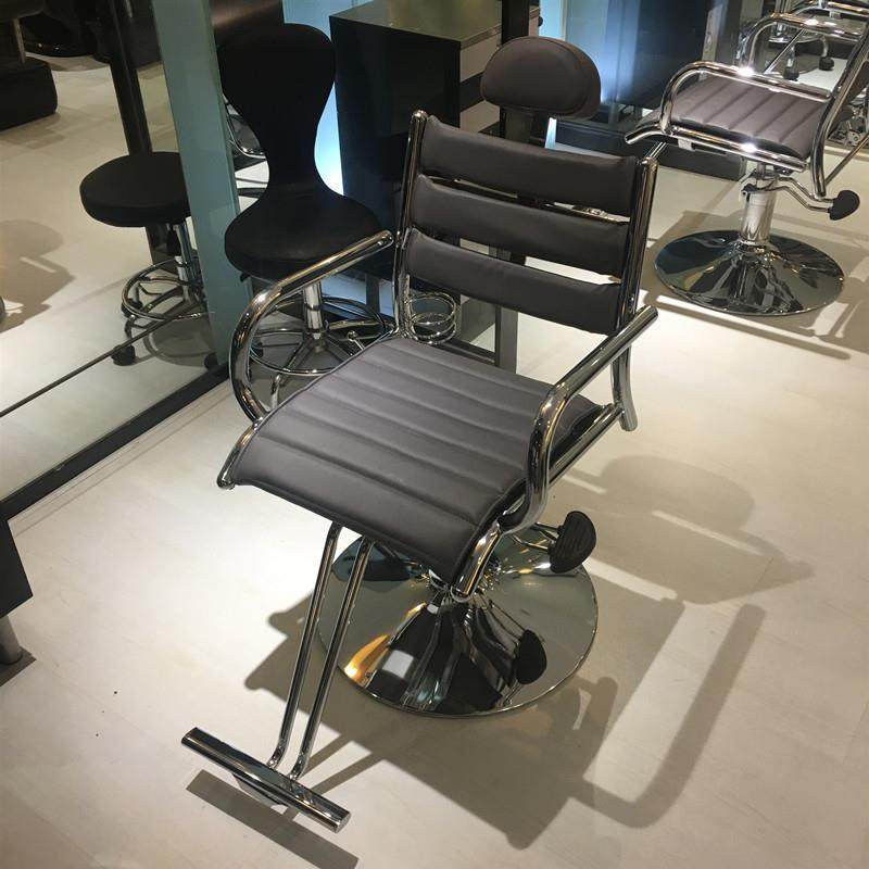 Rust Resistant Stainless Steel Frame Solid Colour Reclining Barber Chair with Foot Prop, Manual Recline