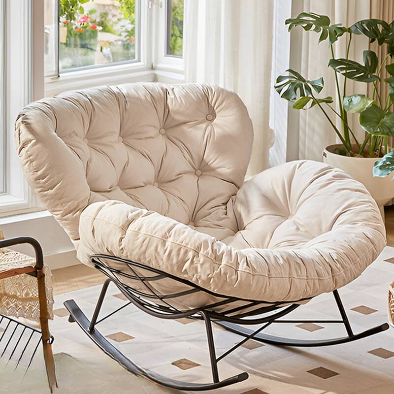 Modish Upholstered Rocking Chair with Ottoman - 2 Piece Set, Upholstered and Resistant to Dirt
