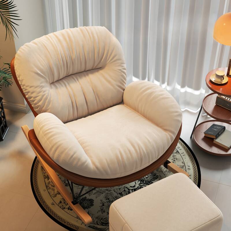 Modish Upholstered Rocking Chair with Upholstered Comfort