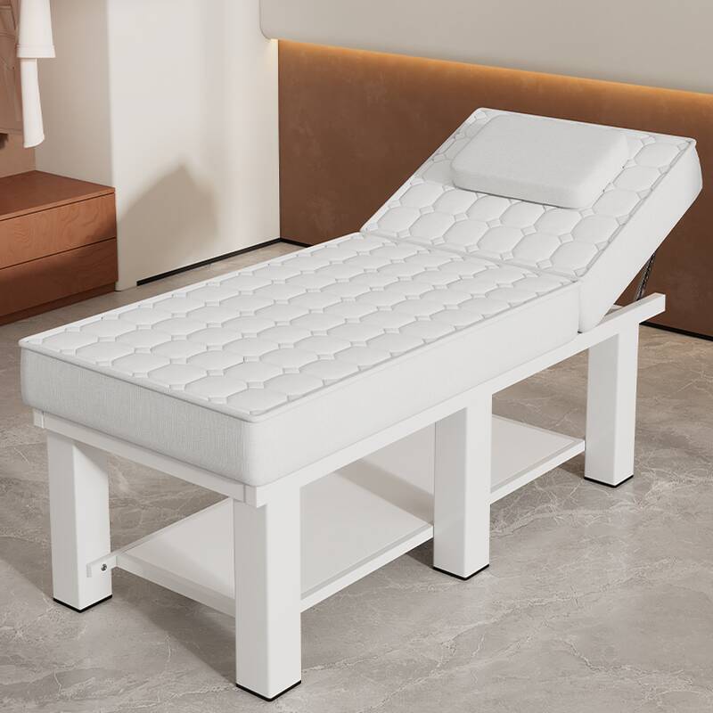Facial Bed with Fixed Height, Steel Construction, Rectangle Top, and Trestle Base