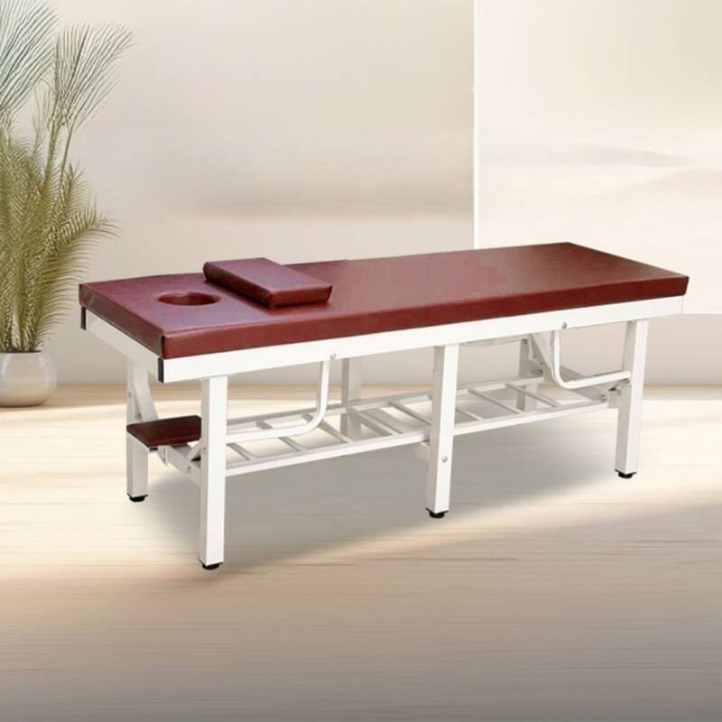 Facial Bed with Fixed Height, Steel Rectangle Top, Trestle Base, and Handy Portability