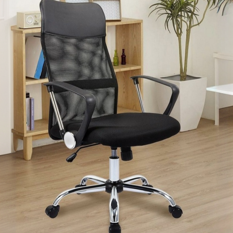 Ergonomic Black Fabric Office Desk Chair with Armrest, Swivel Wheels, Lumbar Support, and Headrest
