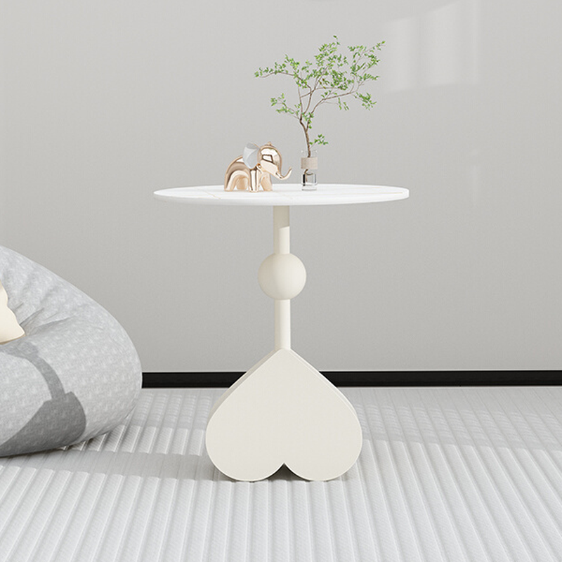 Casual Stone Coffee Table Only with Abstract Base, Midnight Black/White Circular Top