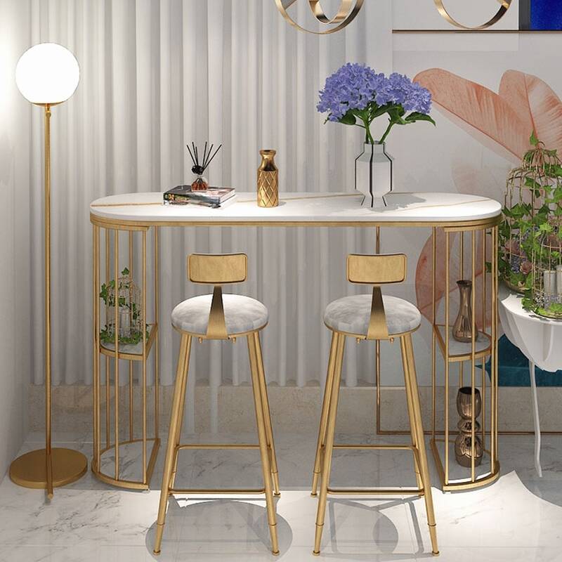 Fixed Design Pub Table with Midnight Black Slate Oval Top