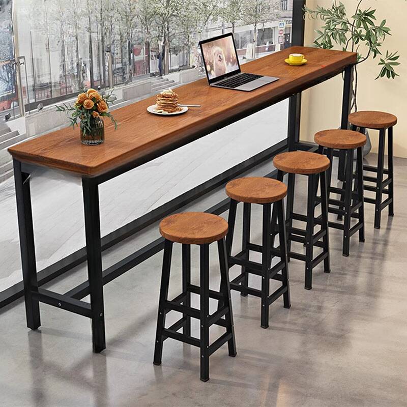 Fixed Design Pub Table with Cocoa Top and Foot Platform