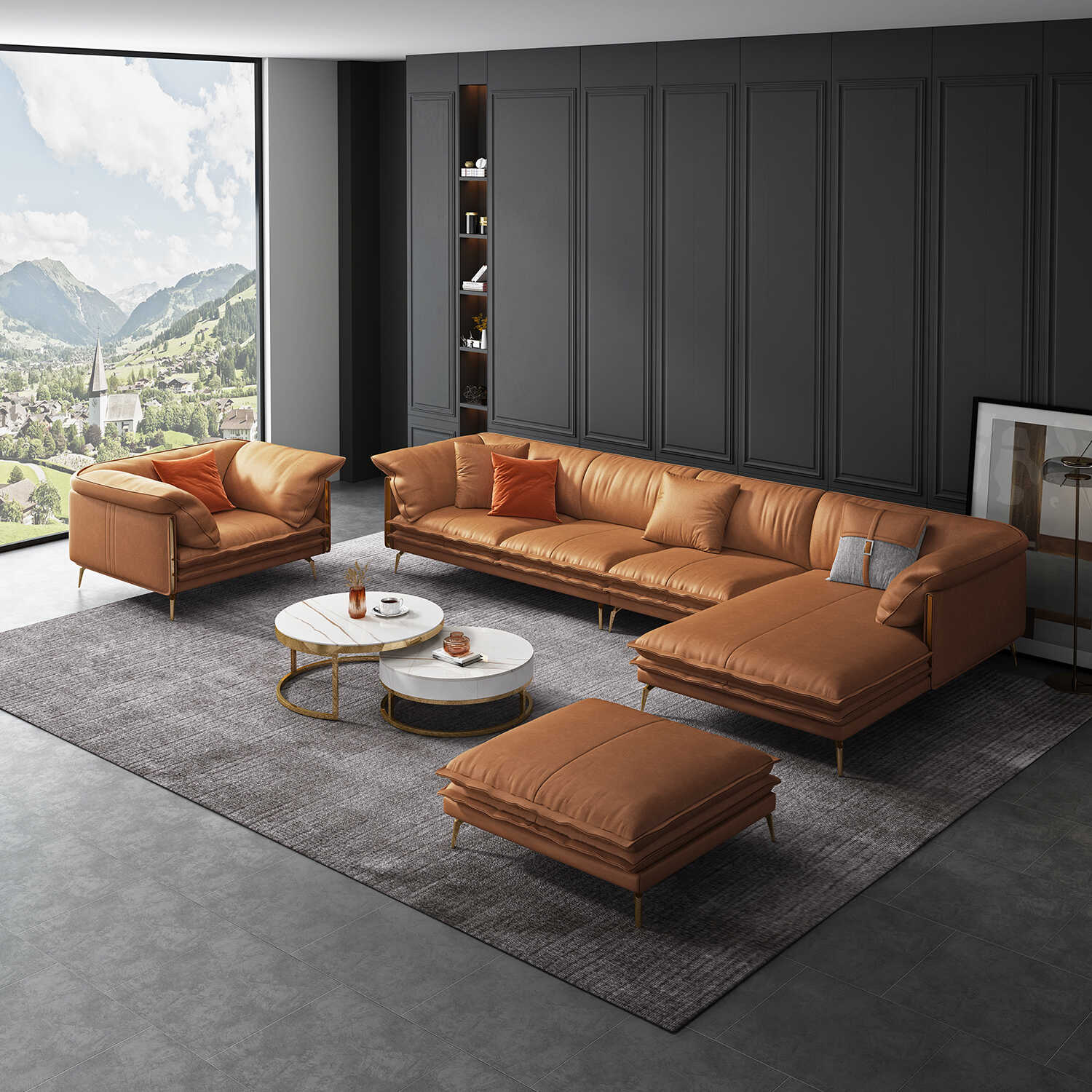 Fika 5 Seater Sofa Tangerine Fabric