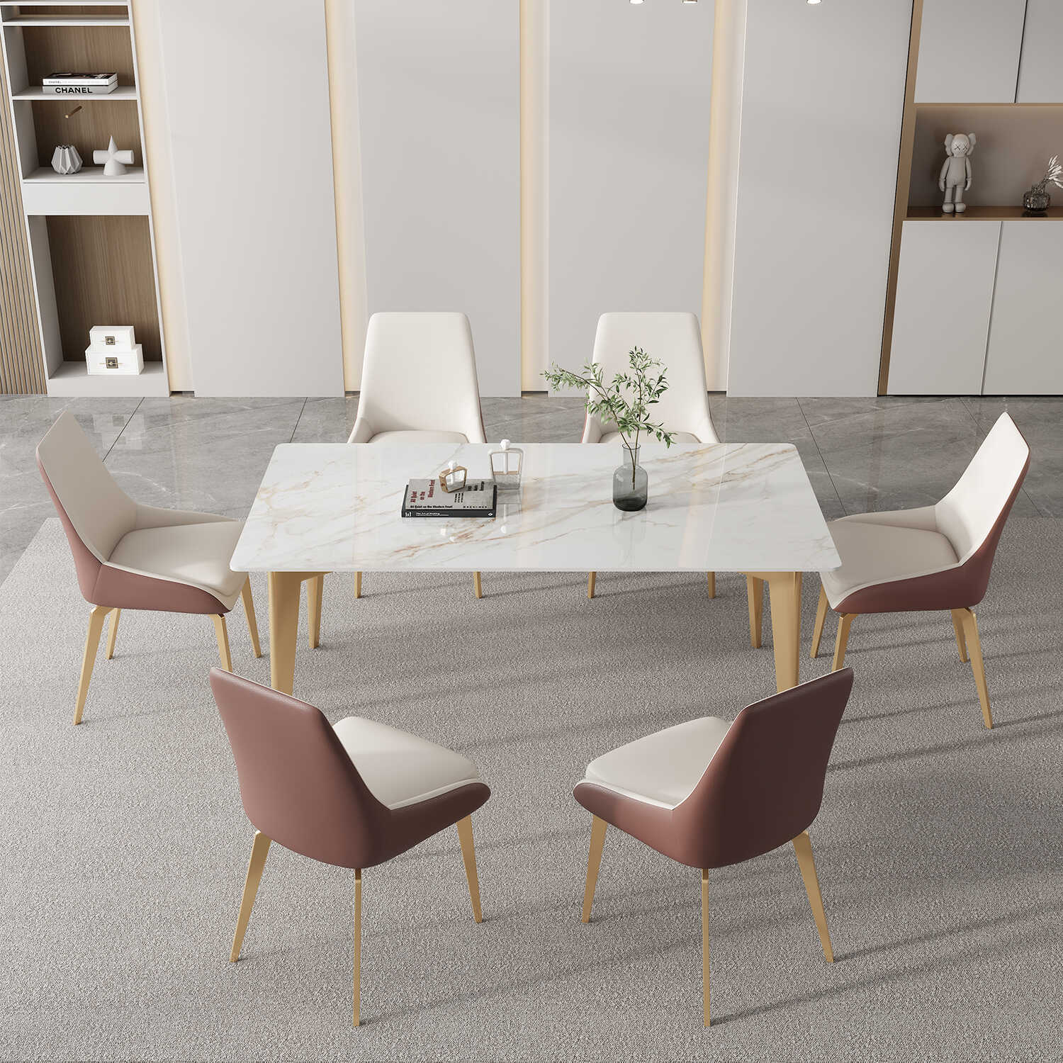 Elegant Lapis Dining Set Stone Top